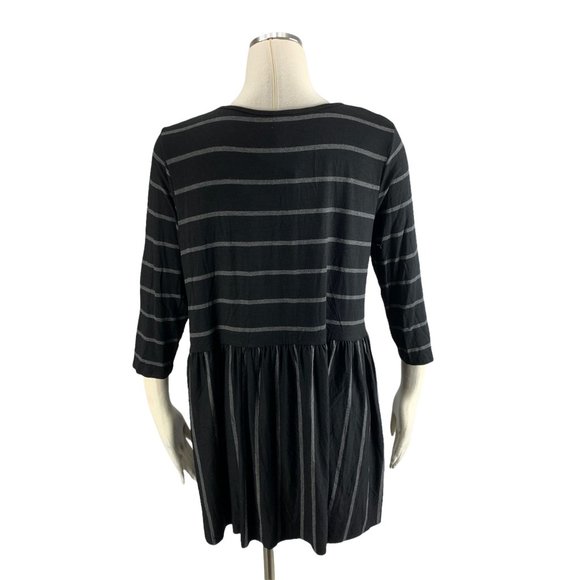 Zenana Premium Large Dress NWT Black Gray Stripe Stretch Boutique - Picture 3 of 5